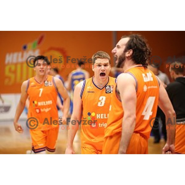 Miroslav Pasaljic in action during Nova KBM league playoff basketball match between Helios Suns and Hopsi Polzela in Domzale Sports Hall, Slovenia on May 4, 2019