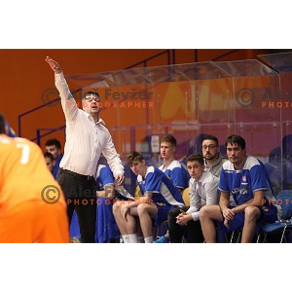 Bostjan Kuhar in action during Nova KBM league playoff basketball match between Helios Suns and Hopsi Polzela in Domzale Sports Hall, Slovenia on May 4, 2019