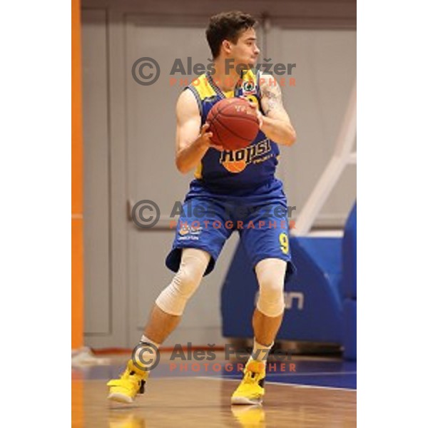 action during Nova KBM league playoff basketball match between Helios Suns and Hopsi Polzela in Domzale Sports Hall, Slovenia on May 4, 2019