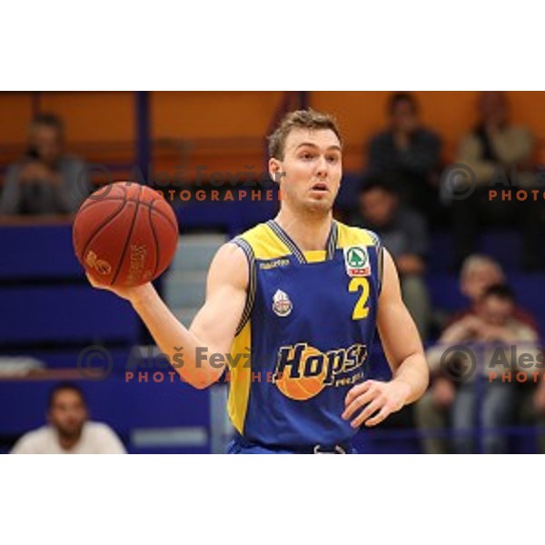 action during Nova KBM league playoff basketball match between Helios Suns and Hopsi Polzela in Domzale Sports Hall, Slovenia on May 4, 2019