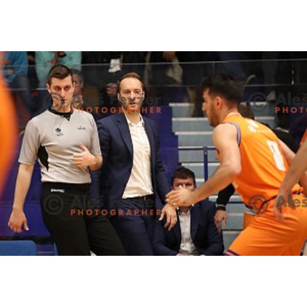 Dejan Jakara in action during Nova KBM league playoff basketball match between Helios Suns and Hopsi Polzela in Domzale Sports Hall, Slovenia on May 4, 2019