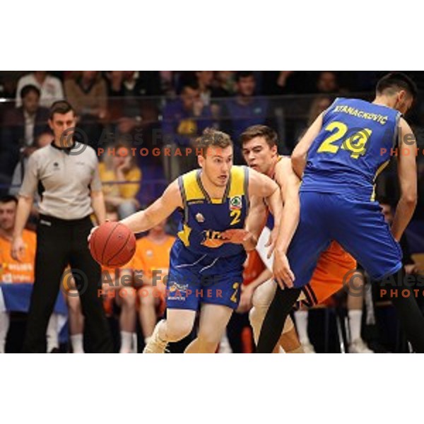 action during Nova KBM league playoff basketball match between Helios Suns and Hopsi Polzela in Domzale Sports Hall, Slovenia on May 4, 2019