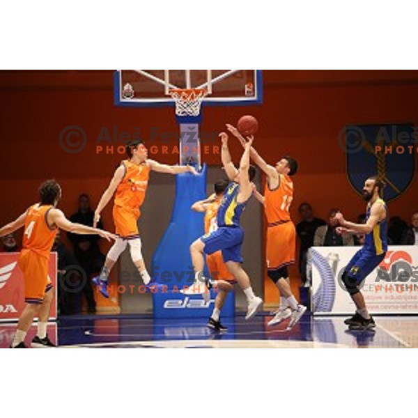 action during Nova KBM league playoff basketball match between Helios Suns and Hopsi Polzela in Domzale Sports Hall, Slovenia on May 4, 2019
