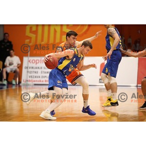 action during Nova KBM league playoff basketball match between Helios Suns and Hopsi Polzela in Domzale Sports Hall, Slovenia on May 4, 2019