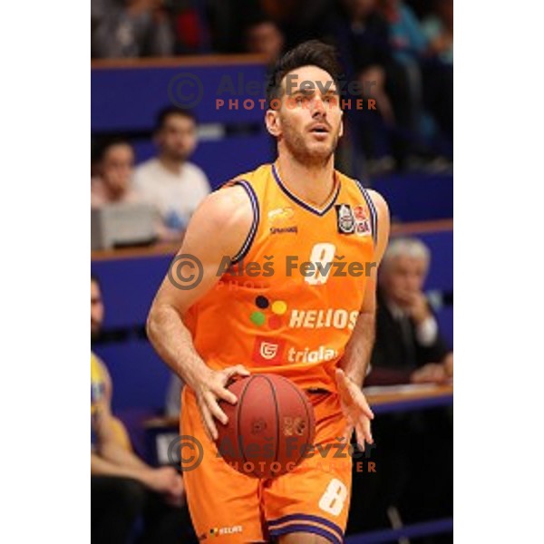 Miha Fon in action during Nova KBM league playoff basketball match between Helios Suns and Hopsi Polzela in Domzale Sports Hall, Slovenia on May 4, 2019