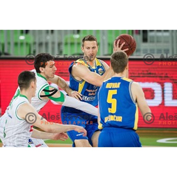 Rizvic in action during Nova KBM league quarter final basketball match between Petrol Olimpija and GGD Sencur, Arena Stozice, Ljubljana, Slovenia on May 07, 2019