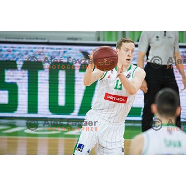 Miha Lapornik in action during Nova KBM league quarter final basketball match between Petrol Olimpija and GGD Sencur, Arena Stozice, Ljubljana, Slovenia on May 07, 2019