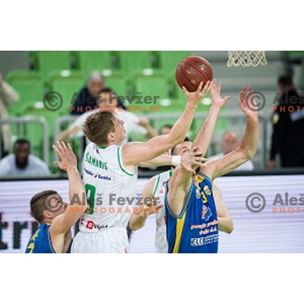 Luka Samanic in action during Nova KBM league quarter final basketball match between Petrol Olimpija and GGD Sencur, Arena Stozice, Ljubljana, Slovenia on May 07, 2019