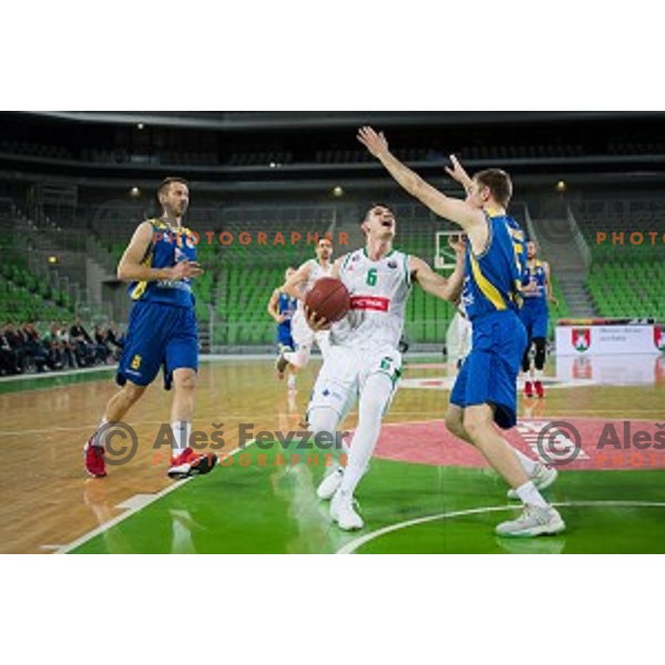 Jan Span in action during Nova KBM league quarter final basketball match between Petrol Olimpija and GGD Sencur, Arena Stozice, Ljubljana, Slovenia on May 07, 2019