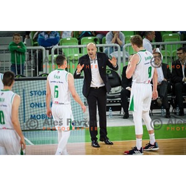 Jure Zdovc in action during Nova KBM league quarter final basketball match between Petrol Olimpija and GGD Sencur, Arena Stozice, Ljubljana, Slovenia on May 07, 2019