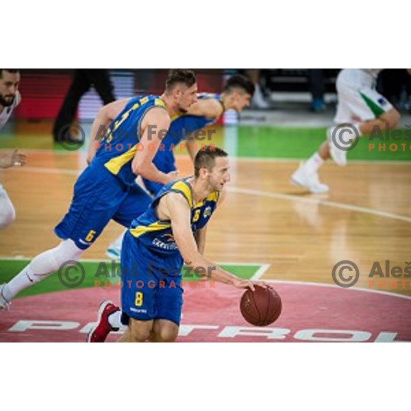 Rizvic in action during Nova KBM league quarter final basketball match between Petrol Olimpija and GGD Sencur, Arena Stozice, Ljubljana, Slovenia on May 07, 2019