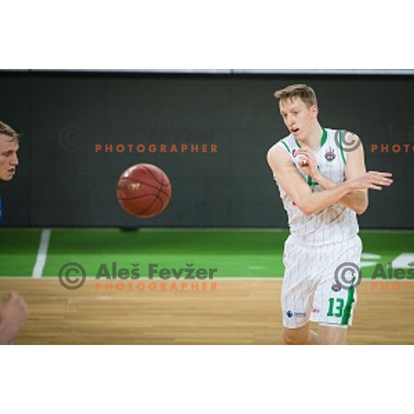 Miha Lapornik in action during Nova KBM league quarter final basketball match between Petrol Olimpija and GGD Sencur, Arena Stozice, Ljubljana, Slovenia on May 07, 2019