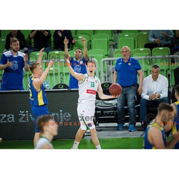 Miha Lapornik in action during Nova KBM league quarter final basketball match between Petrol Olimpija and GGD Sencur, Arena Stozice, Ljubljana, Slovenia on May 07, 2019