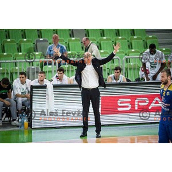 Jure Zdovc in action during Nova KBM league quarter final basketball match between Petrol Olimpija and GGD Sencur, Arena Stozice, Ljubljana, Slovenia on May 07, 2019