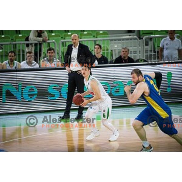 Jan Span in action during Nova KBM league quarter final basketball match between Petrol Olimpija and GGD Sencur, Arena Stozice, Ljubljana, Slovenia on May 07, 2019