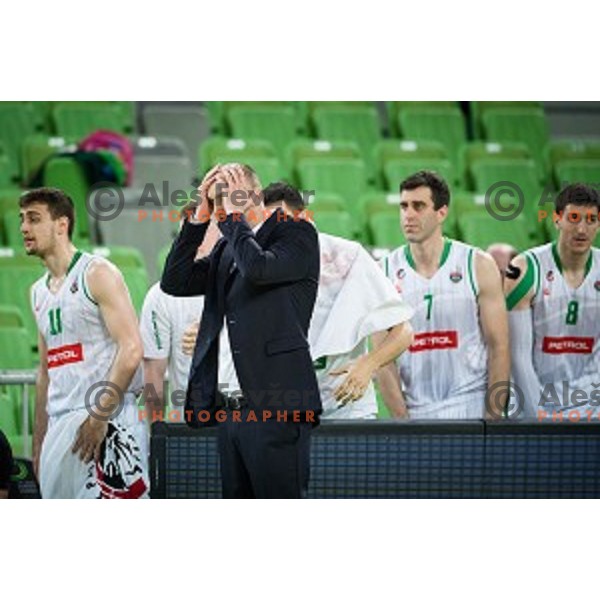 Jure Zdovc in action during Nova KBM league quarter final basketball match between Petrol Olimpija and GGD Sencur, Arena Stozice, Ljubljana, Slovenia on May 07, 2019