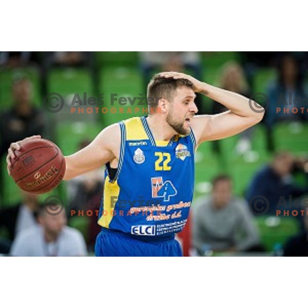 Marko Popadic in action during Nova KBM league quarter final basketball match between Petrol Olimpija and GGD Sencur, Arena Stozice, Ljubljana, Slovenia on May 07, 2019