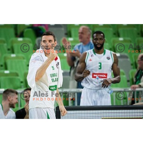 Erjon Kastrati in action during Nova KBM league quarter final basketball match between Petrol Olimpija and GGD Sencur, Arena Stozice, Ljubljana, Slovenia on May 07, 2019