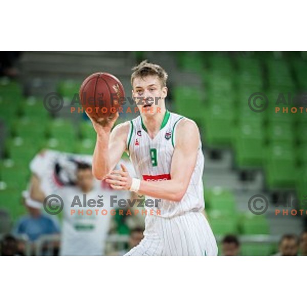 Luka Samanic in action during Nova KBM league quarter final basketball match between Petrol Olimpija and GGD Sencur, Arena Stozice, Ljubljana, Slovenia on May 07, 2019