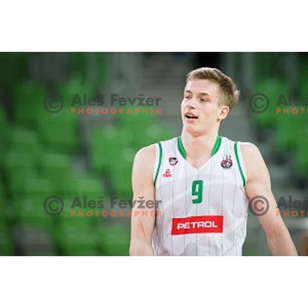 Luka Samanic in action during Nova KBM league quarter final basketball match between Petrol Olimpija and GGD Sencur, Arena Stozice, Ljubljana, Slovenia on May 07, 2019