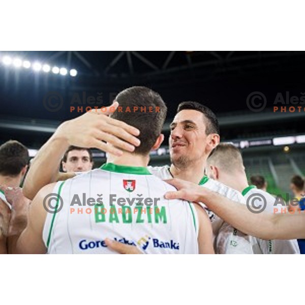 Erjon Kastrati in action during Nova KBM league quarter final basketball match between Petrol Olimpija and GGD Sencur, Arena Stozice, Ljubljana, Slovenia on May 07, 2019