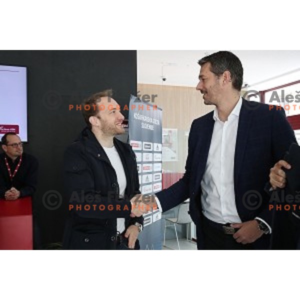Dejan Jakara and Jurica Golemac at press conference KZS before start of semi-final of Nova KBM league 2018/2019 season in Ljubljana on May 8, 2019