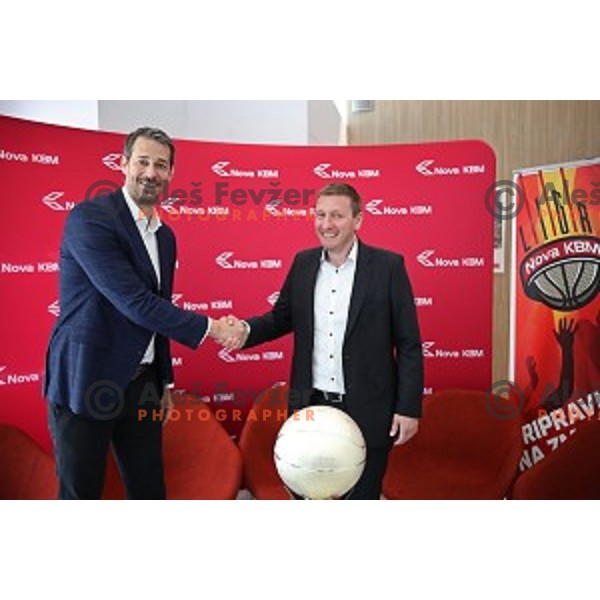 Jurica Golemac and Simon Petrov at press conference KZS before start of semi-final of Nova KBM league 2018/2019 season in Ljubljana on May 8, 2019