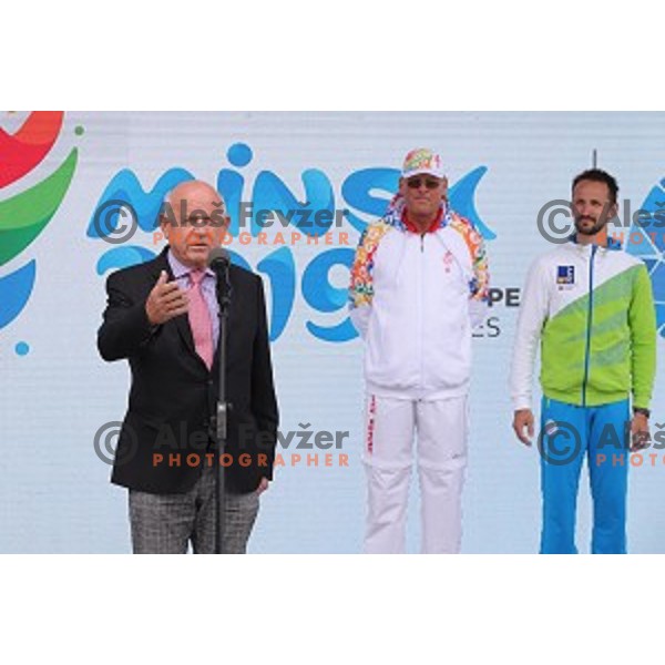Janez Kocijancic at Reception of Olympic flame for Minsk 2019 European Games in BTC City, Ljubljana on May 8, 2019