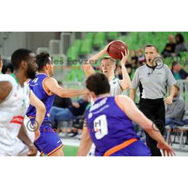 Miha Lapornik in action during semi-final of Nova KBM league basketball match between Petrol Olimpija and Helios Suns in Stozice, Ljubljana, Slovenia on May 11, 2019