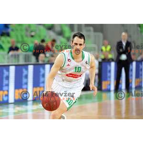 Domen Lorbek in action during semi-final of Nova KBM league basketball match between Petrol Olimpija and Helios Suns in Stozice, Ljubljana, Slovenia on May 11, 2019