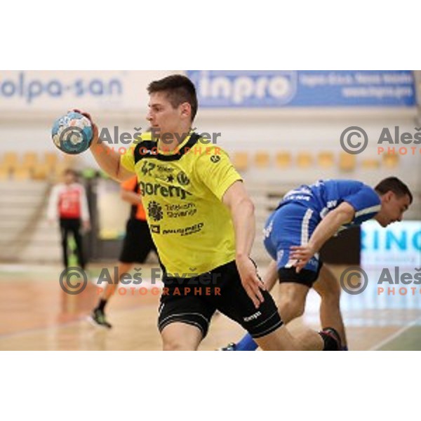 Aleks Kavcic in action during semi-final of Slovenian Handball Cup between Gorenje Velenje and Celje Pivovarna Lasko in Marof Hall, Novo Mesto on May 11, 2019