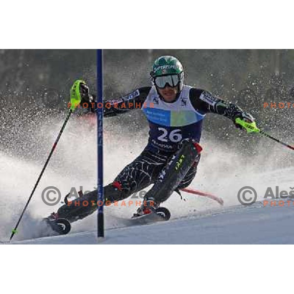 Bode Miller skiing in second run of Europa Cup slalom in Kranjska gora, Slovenia 15.2.2008 