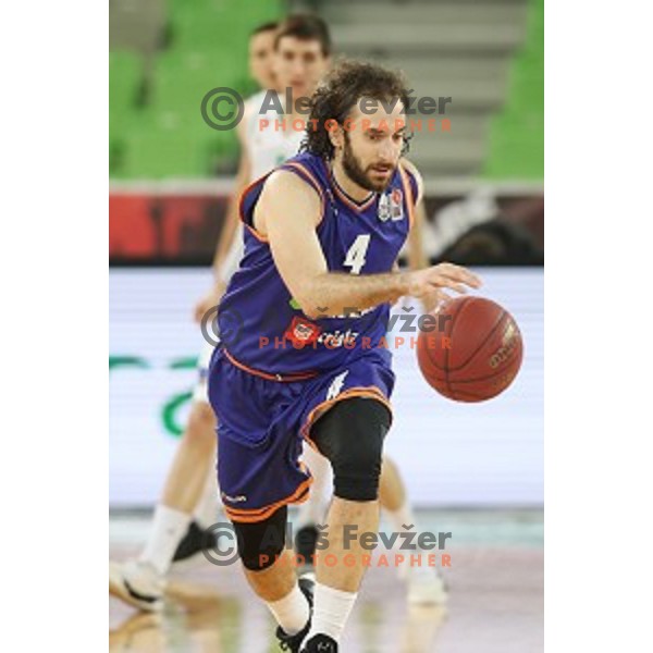Nikola Gajic in action during semi-final of Nova KBM league basketball match between Petrol Olimpija and Helios Suns in Stozice, Ljubljana, Slovenia on May 11, 2019
