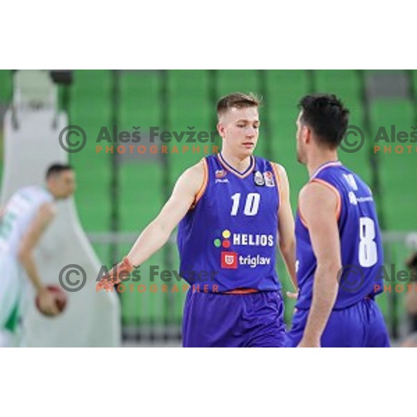 Oman in action during semi-final of Nova KBM league basketball match between Petrol Olimpija and Helios Suns in Stozice, Ljubljana, Slovenia on May 11, 2019