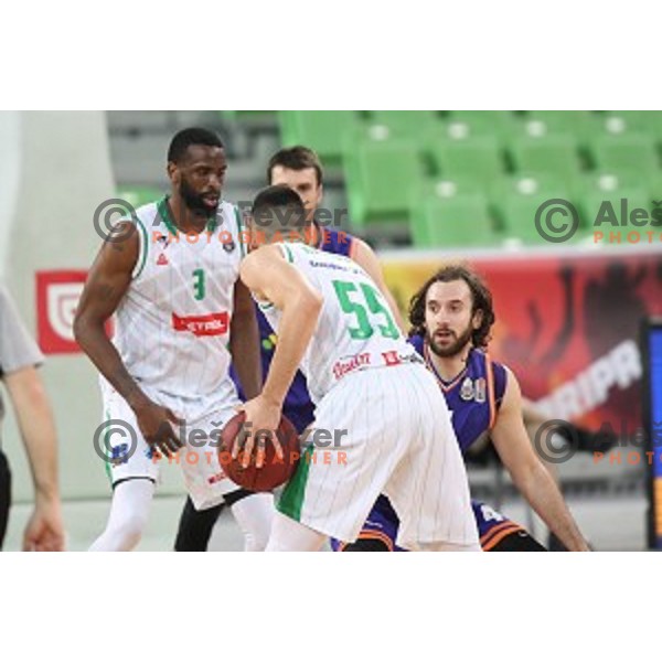 Nikola Gajic in action during semi-final of Nova KBM league basketball match between Petrol Olimpija and Helios Suns in Stozice, Ljubljana, Slovenia on May 11, 2019