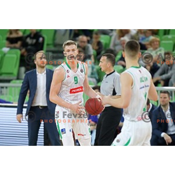 Luka Samanic in action during semi-final of Nova KBM league basketball match between Petrol Olimpija and Helios Suns in Stozice, Ljubljana, Slovenia on May 11, 2019