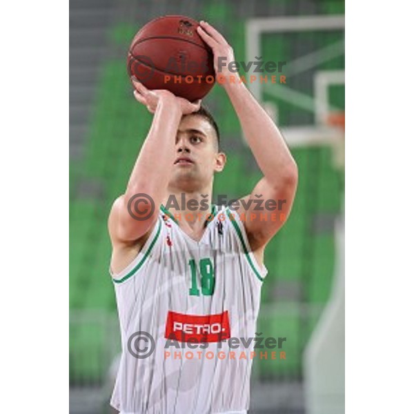Roko Badzim in action during semi-final of Nova KBM league basketball match between Petrol Olimpija and Helios Suns in Stozice, Ljubljana, Slovenia on May 11, 2019