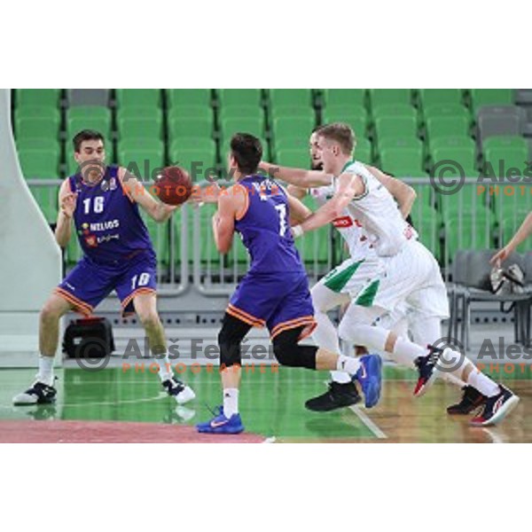Luka Samanic in action during semi-final of Nova KBM league basketball match between Petrol Olimpija and Helios Suns in Stozice, Ljubljana, Slovenia on May 11, 2019