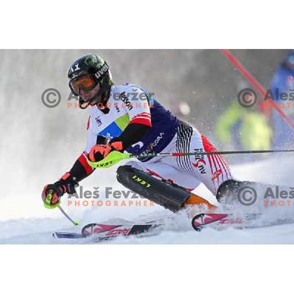 Reinfried Herbst skiing in second run of Europa Cup slalom in Kranjska gora, Slovenia 15.2.2008 