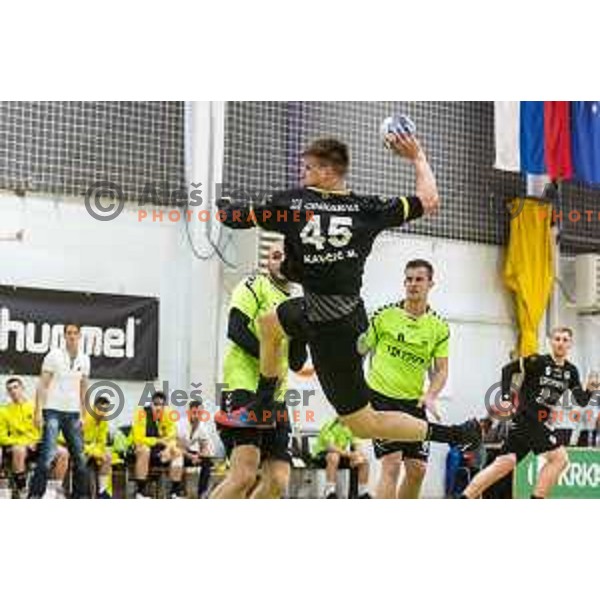 action in Slovenian Handball Cup Final between Gorenje Velenje and Krka in Marof Hall, Novo Mesto on May 12, 2019