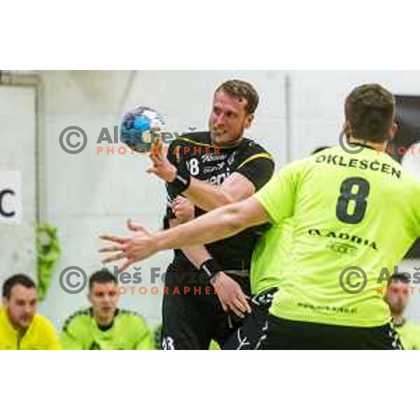 action in Slovenian Handball Cup Final between Gorenje Velenje and Krka in Marof Hall, Novo Mesto on May 12, 2019