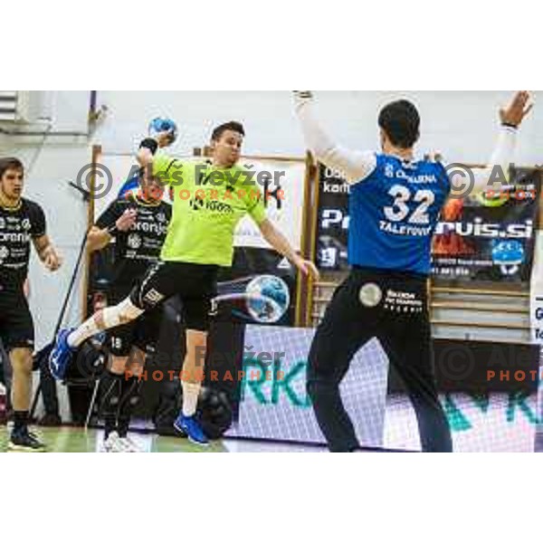 action in Slovenian Handball Cup Final between Gorenje Velenje and Krka in Marof Hall, Novo Mesto on May 12, 2019