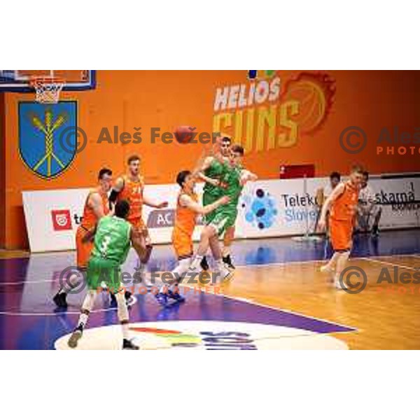 Roko Badzim in action during semi-final of Nova KBM league basketball match between Helios Suns and Petrol Olimpija in Domzale Sports Hall, Slovenia on May 13, 2019