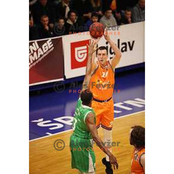 in action during semi-final of Nova KBM league basketball match between Helios Suns and Petrol Olimpija in Domzale Sports Hall, Slovenia on May 13, 2019