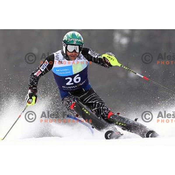 Bode Miller skiing in first run of Europa Cup slalom in Kranjska gora, Slovenia 15.2.2008 
