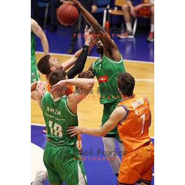in action during semi-final of Nova KBM league basketball match between Helios Suns and Petrol Olimpija in Domzale Sports Hall, Slovenia on May 13, 2019