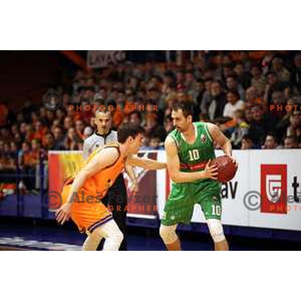 Domen Lorbek in action during semi-final of Nova KBM league basketball match between Helios Suns and Petrol Olimpija in Domzale Sports Hall, Slovenia on May 13, 2019