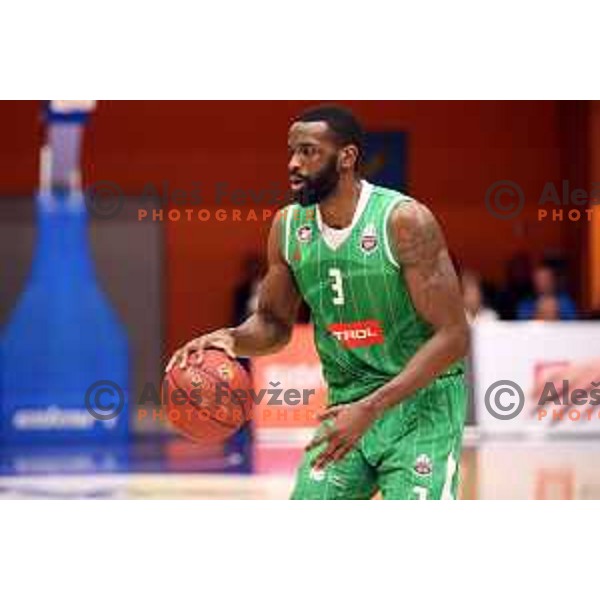 in action during semi-final of Nova KBM league basketball match between Helios Suns and Petrol Olimpija in Domzale Sports Hall, Slovenia on May 13, 2019