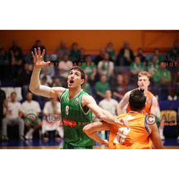 in action during semi-final of Nova KBM league basketball match between Helios Suns and Petrol Olimpija in Domzale Sports Hall, Slovenia on May 13, 2019