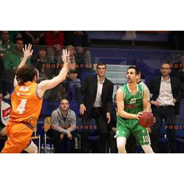 Domen Lorbek in action during semi-final of Nova KBM league basketball match between Helios Suns and Petrol Olimpija in Domzale Sports Hall, Slovenia on May 13, 2019